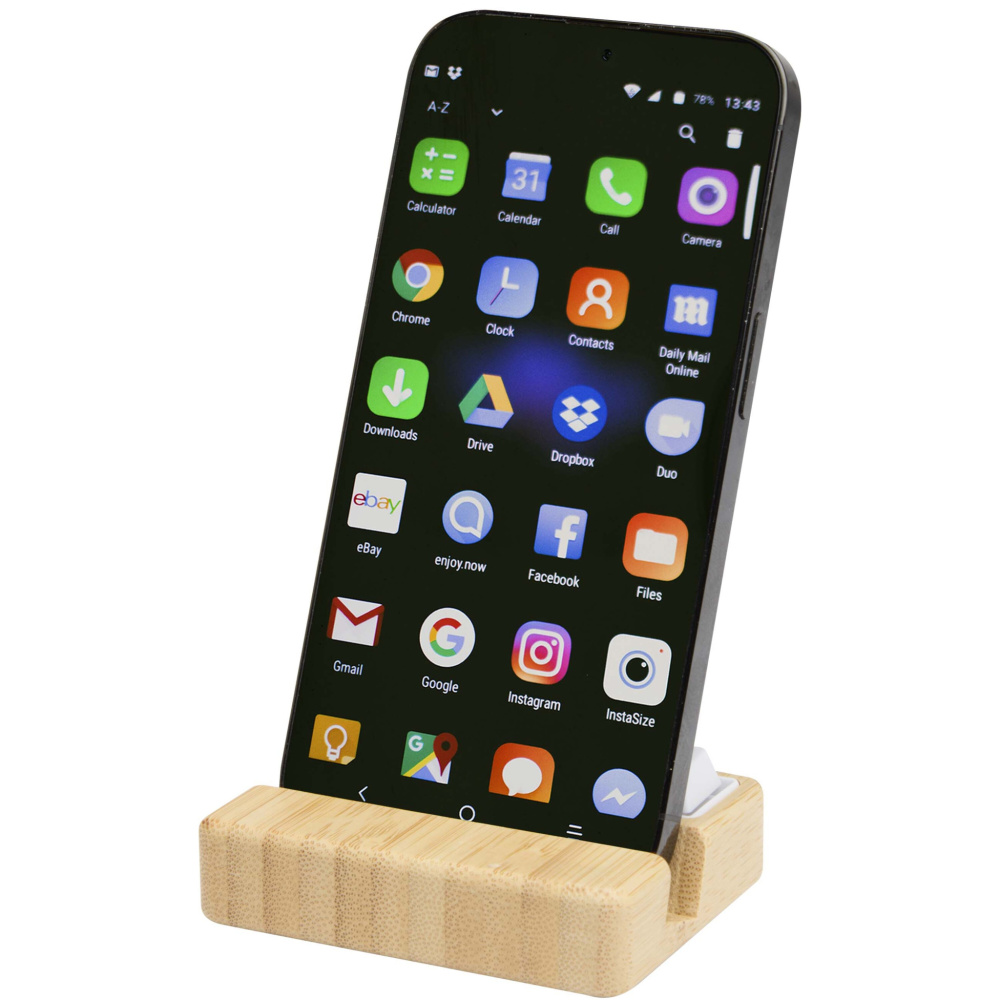 Logotrade promotional item picture of: Algol recycled plastic phone stand and fidget toy with bamboo details